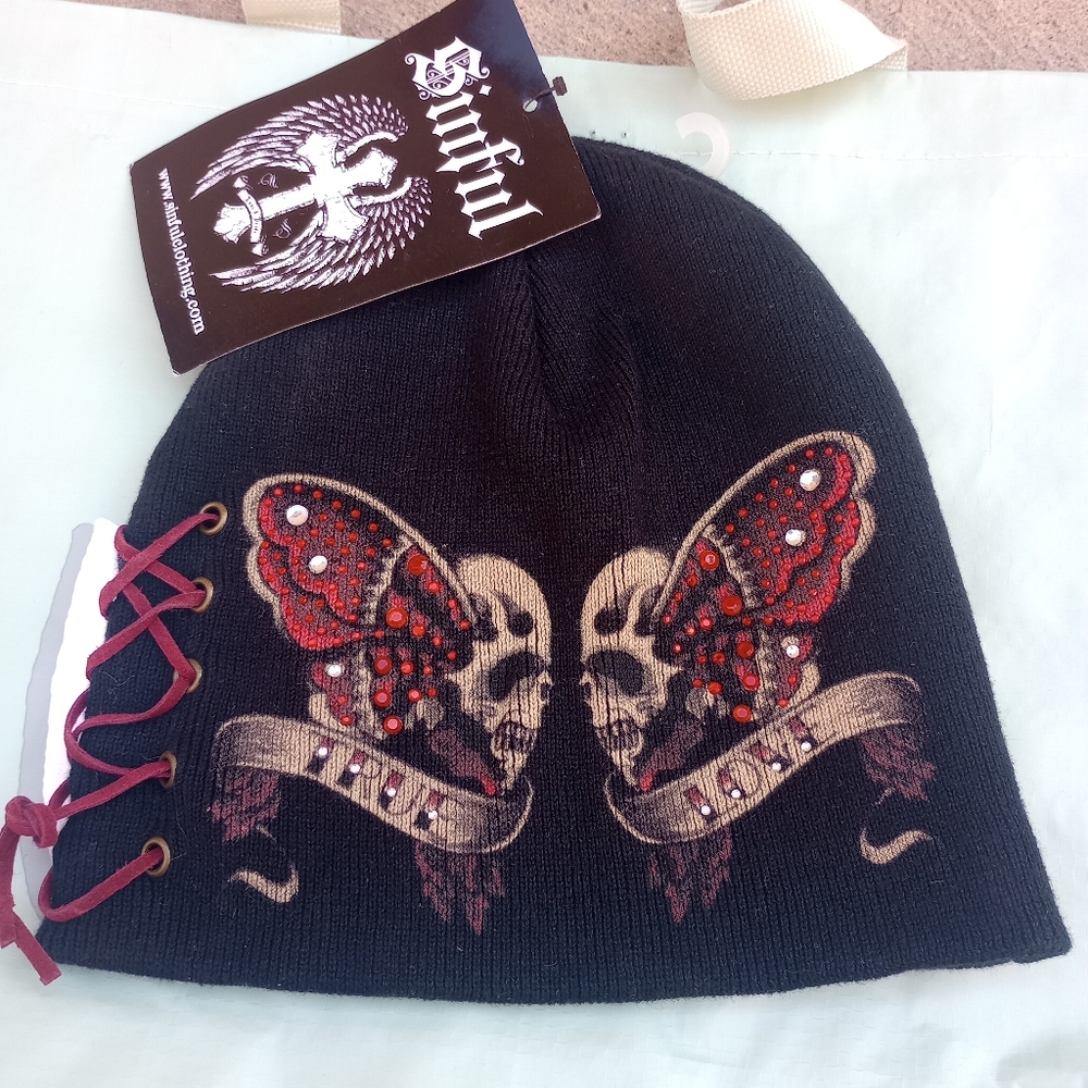 Sinful Black Beanie cinch Side Tie - True Love